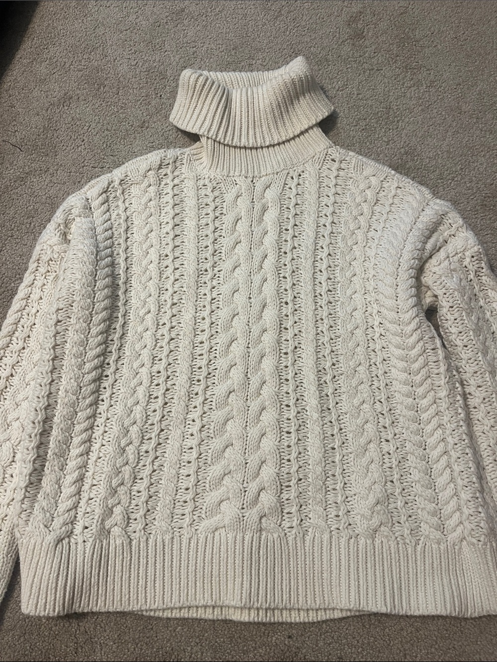 Black Label Ralph Lauren Cream Chunky Cable Turtleneck Sweater Petite Small